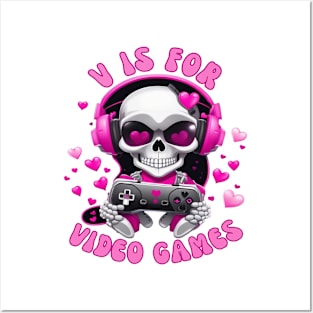 V Is For Video Games T Shirt Valentine T shirt For Women Posters and Art